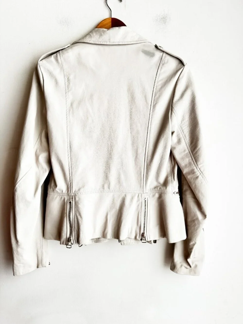 3.1 Phillip Lim White Contour Motorcross Leather Motorcycle Jacket 8 - Picture 8 of 10